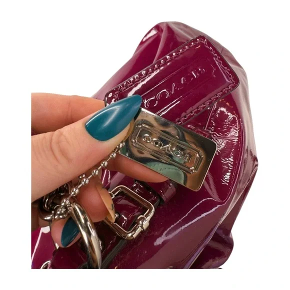 Coach 2011 17745 Grape Burgundy Patent Leather Drawstring Bucket Shoulder Bag - Picture 5 of 14